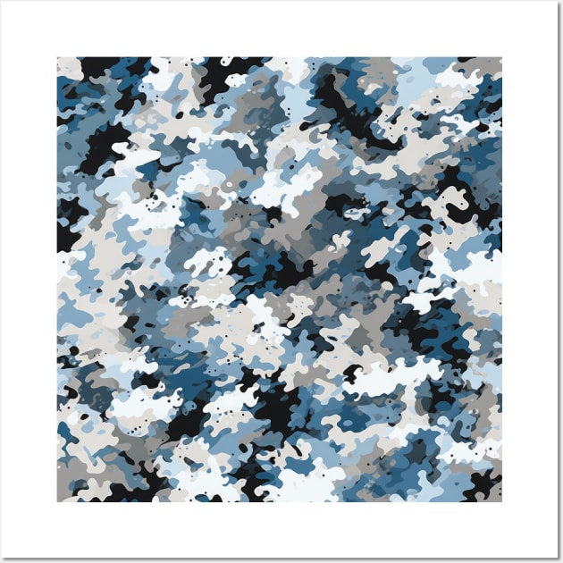 Blue Winter Digital Camo Pattern Wall Art by Pixelyx